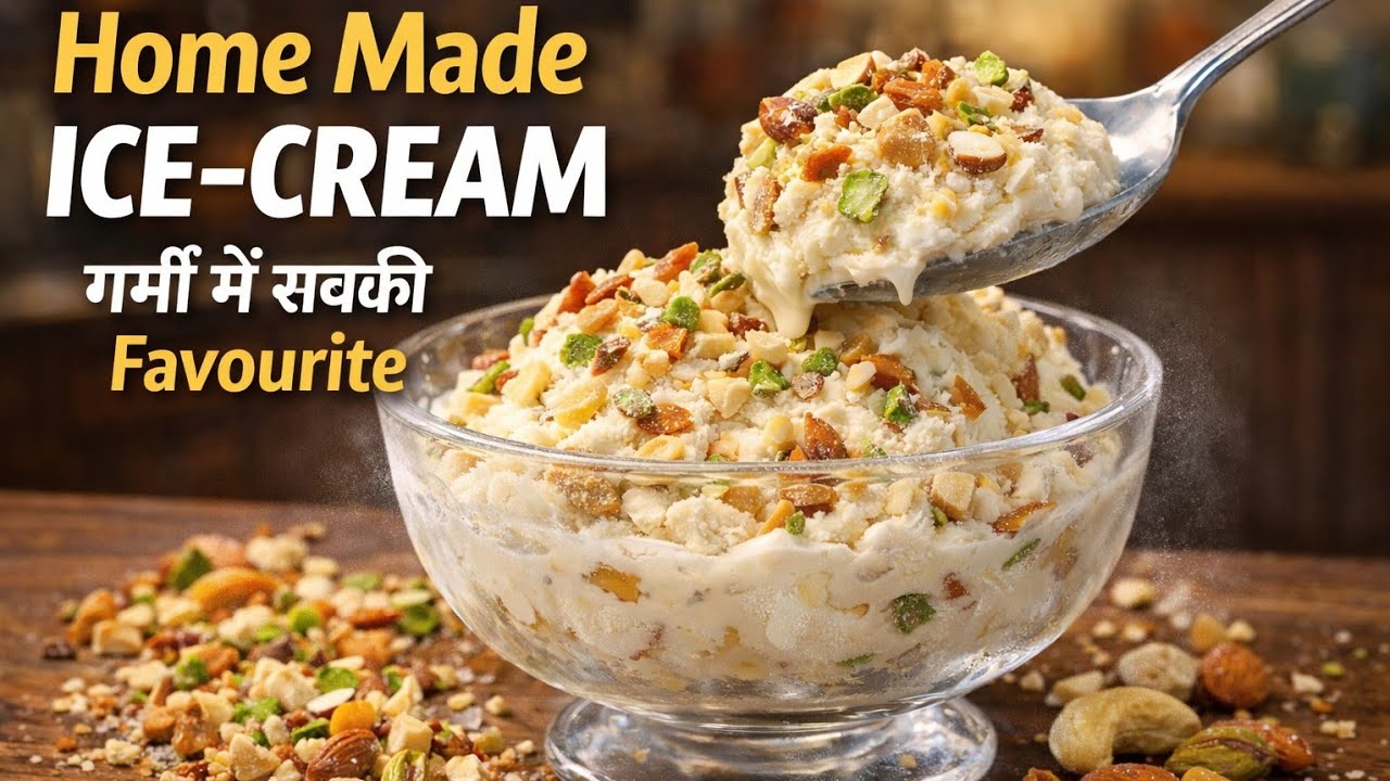 गर्मी में सबसे आसान 2 चीज़ों से घर पर बनाये  Dry Fruits Vanilla Ice Cream Recipe😋|