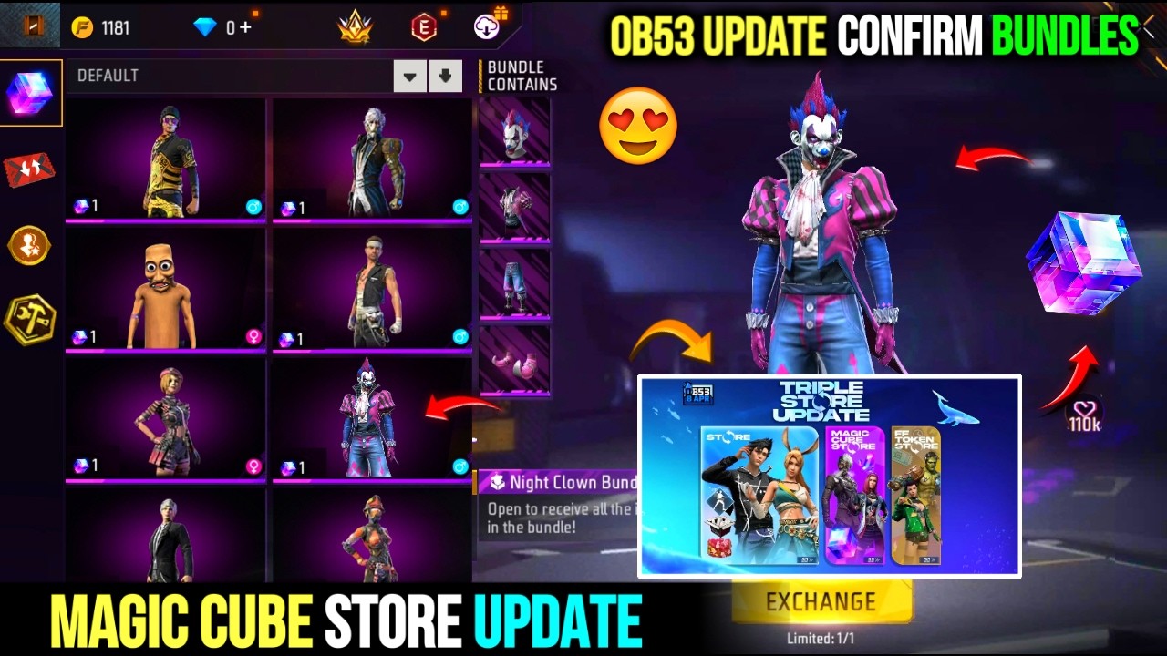OB53 MAGIC CUBE STORE UPDATE || NEW TRIPLE STORE UPDATE FREE FIRE || MAGIC CUBE NEW CONFIRM BUNDLES