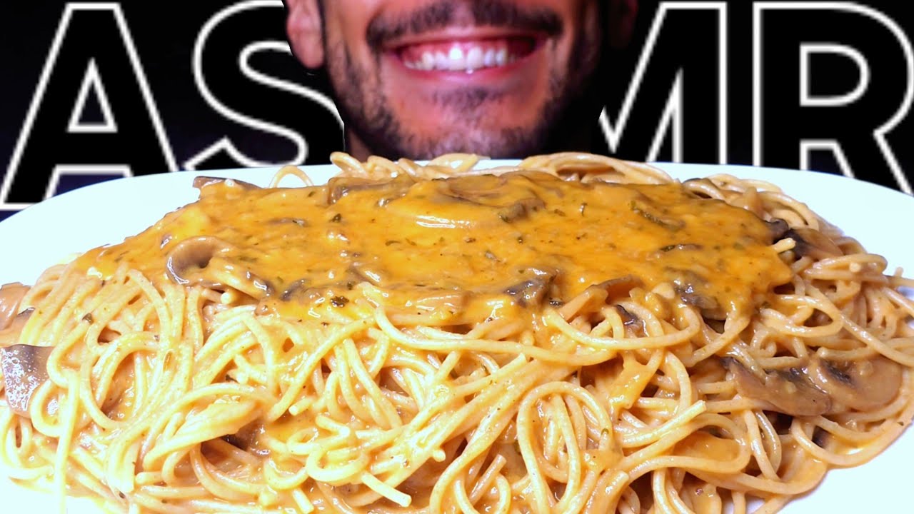 ASMR SPAGHETTI MUSHROOM SAUCE PASTA (EATING SOUNDS) NO TALKING MUKBANG