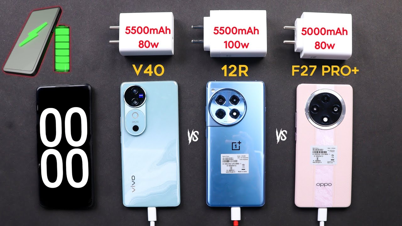 Vivo v40 vs Oneplus 12R vs Oppo F27 Pro Plus - Charging Test 🔥