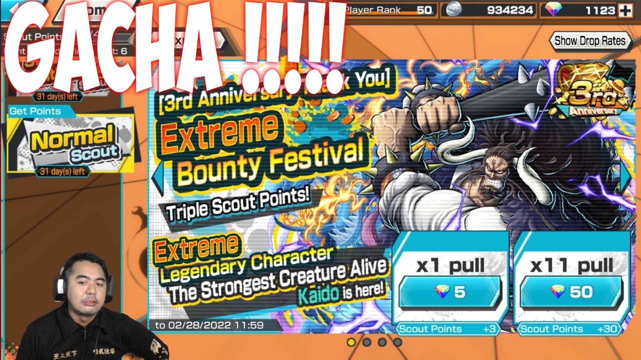 Hari Gacha Sedunia 🔥🔥 - Rela Top Up Demi Gacha Kaido Extreme - One Piece Bounty Rush