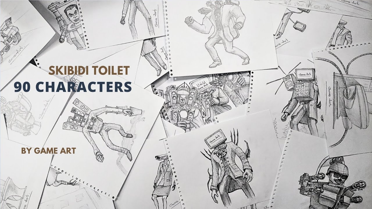 90 Character Drawings from Skibidi Toilet Series