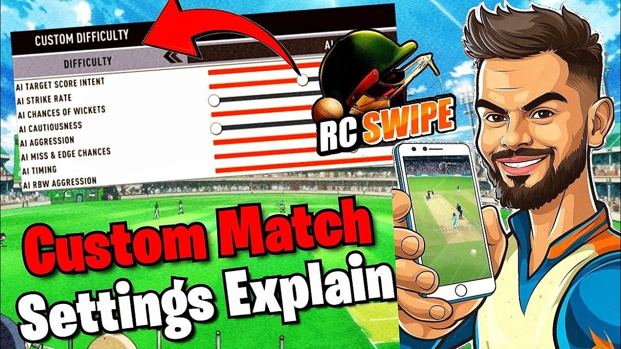 Dynamic AI- All Custom Settings Explained in One Video | Real Cricket Swipe AI Custom Settings