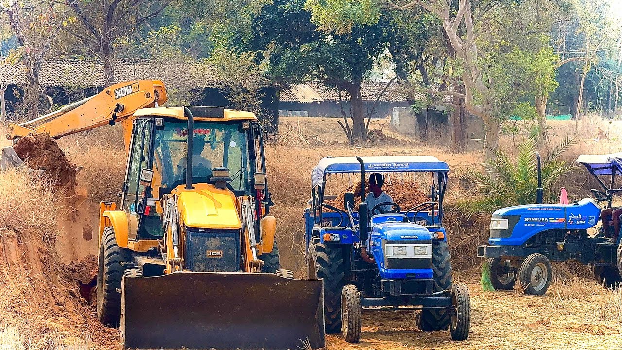 JCB 3dx 2026 ll Sonalika 2026 ll Mahindra 2026 l JCB Working Sonalika Tractor Trolley High speed Mud