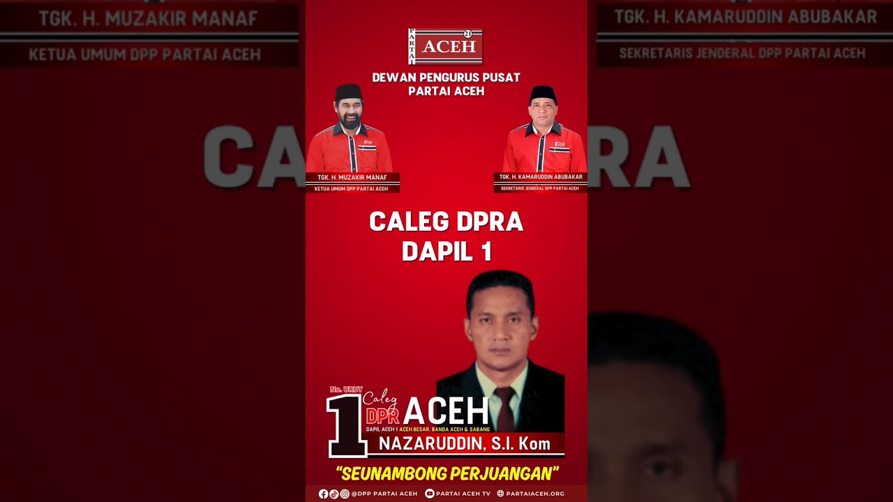 Caleg Partai Aceh Dapil 1 DPRA | #viral #partaiaceh #shorts
