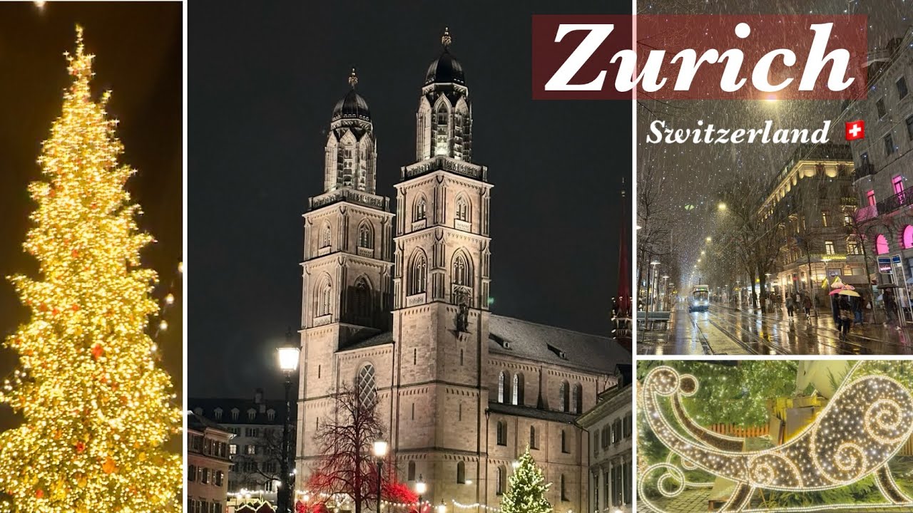 A snowy evening stroll through Zurich old town & Christmas markets 🇨🇭Switzerland winter road trip