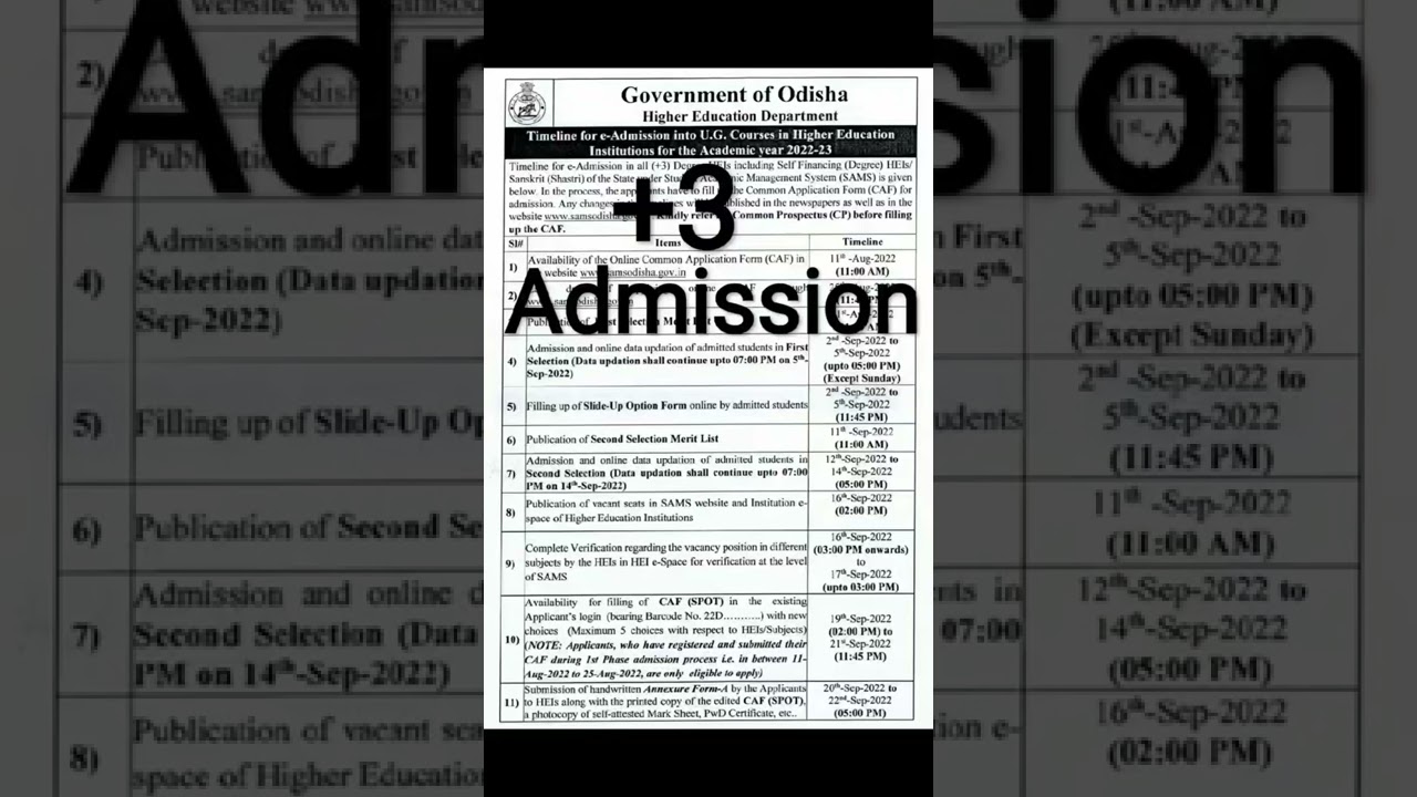+3 Admission || +3 Admission 2022 ||Admission into +3 || U.G Admission_Odisha || +3 Admission Odisha