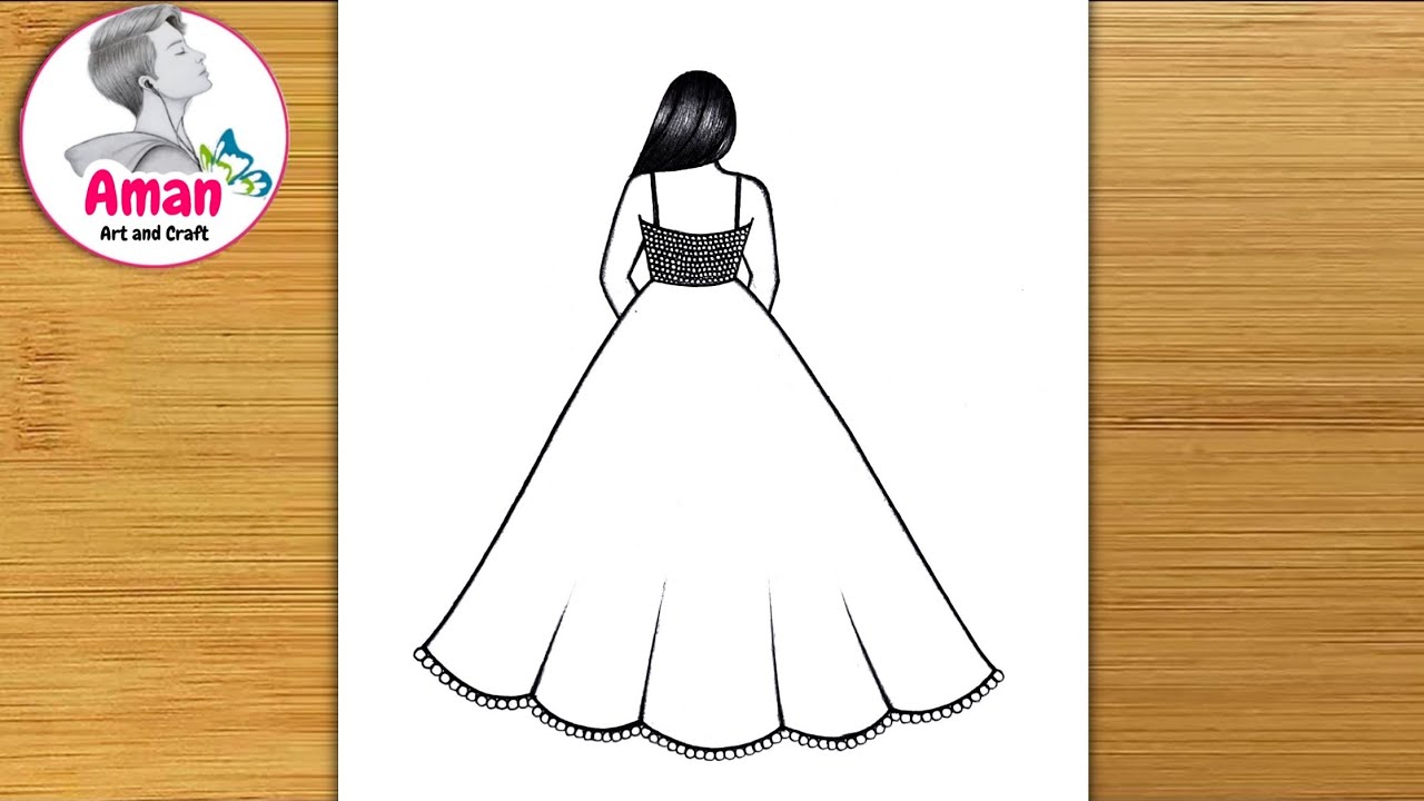 Girl drawing with beautiful dress | Easy and simple girl drawing for beginners | Drawing pictures 