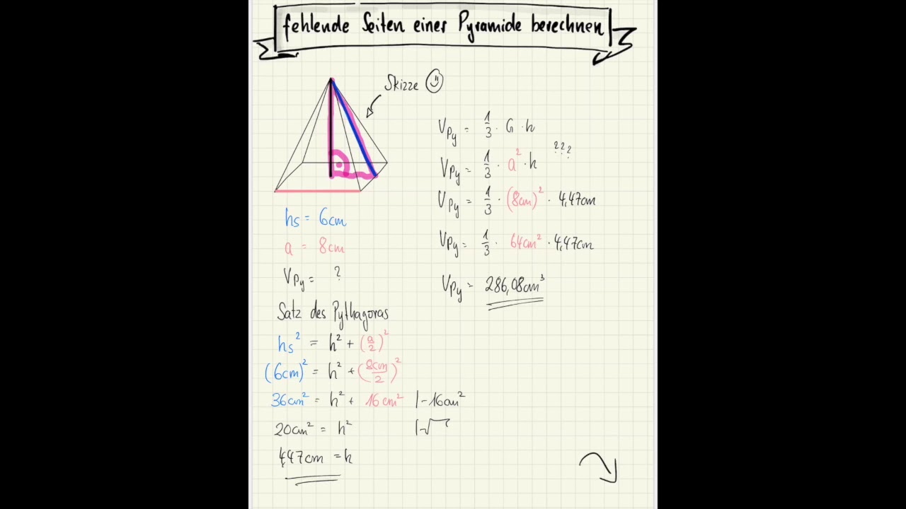 Pyramide - fehlende Seiten berechnen I Rauchzeichen I Mathe verstehen