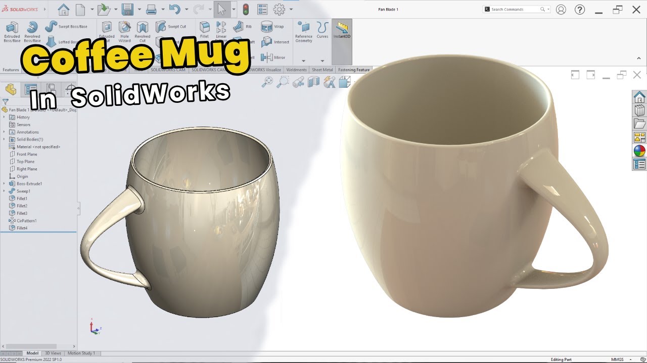 Learn SolidWorks Fast: Coffee Mug Design from Scratch