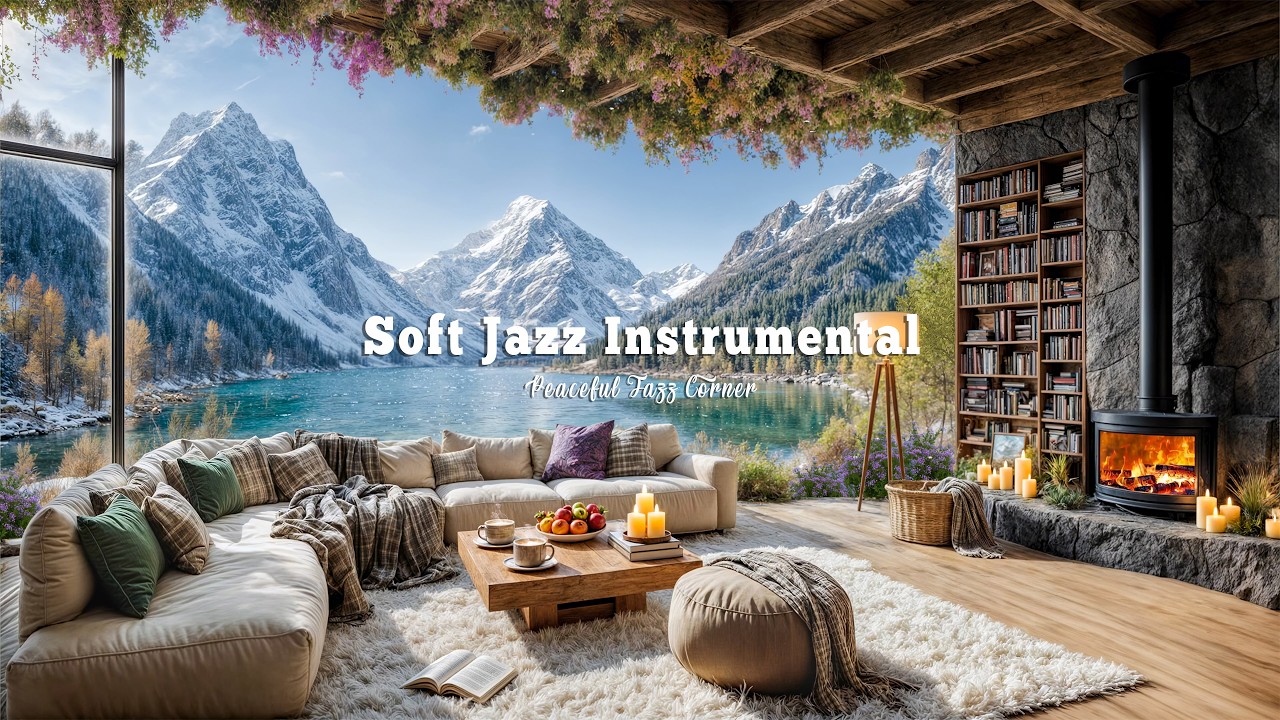 Soft Jazz Instrumental On February Morning | Indoor Ambience With Mountain Views For Relax & Chill