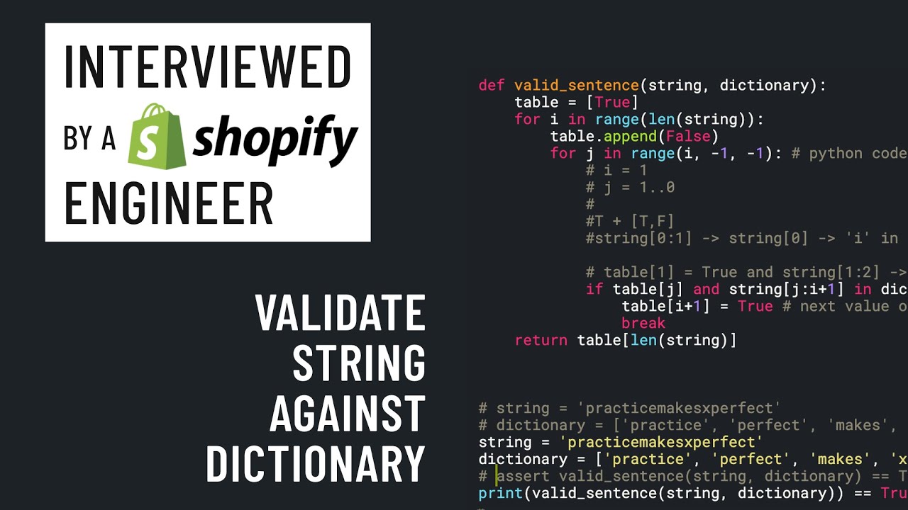 Ruby interview with a Shopify engineer: Validate string against dictionary