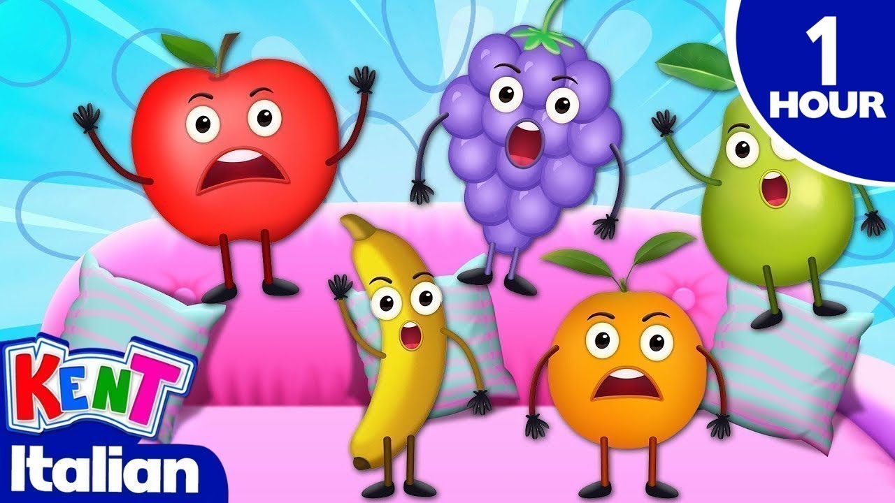 Cinque simpatici frutti che saltano sul letto | Filastrocche e canzoni per bambini | Kent l'elefante