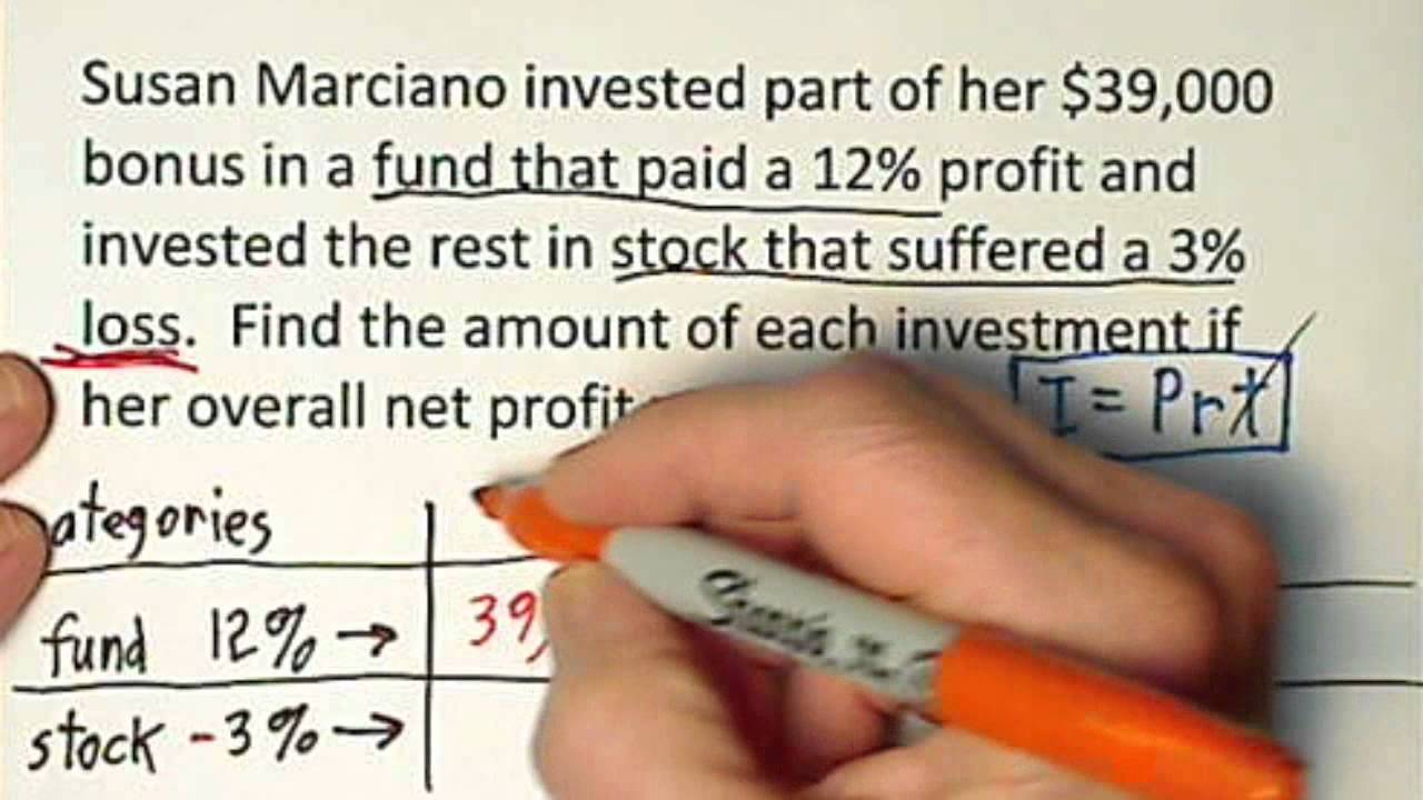 Word Problem % Interest Gain and Loss