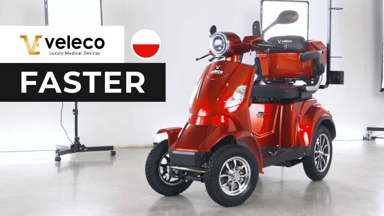 Veleco FASTER – устойчивый 4-колесный электрический скутер для людей с ограниченной подвижностью ...