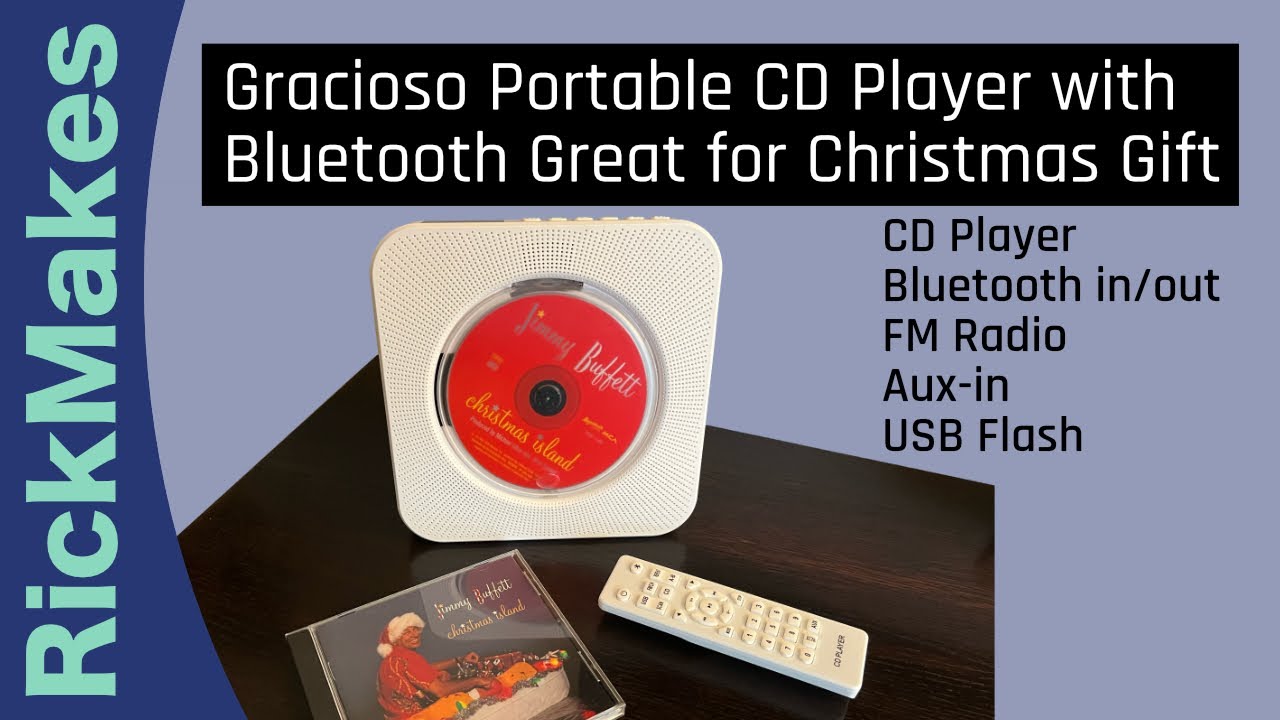 Gracioso Portable CD Player with Bluetooth Great for Christmas Gift