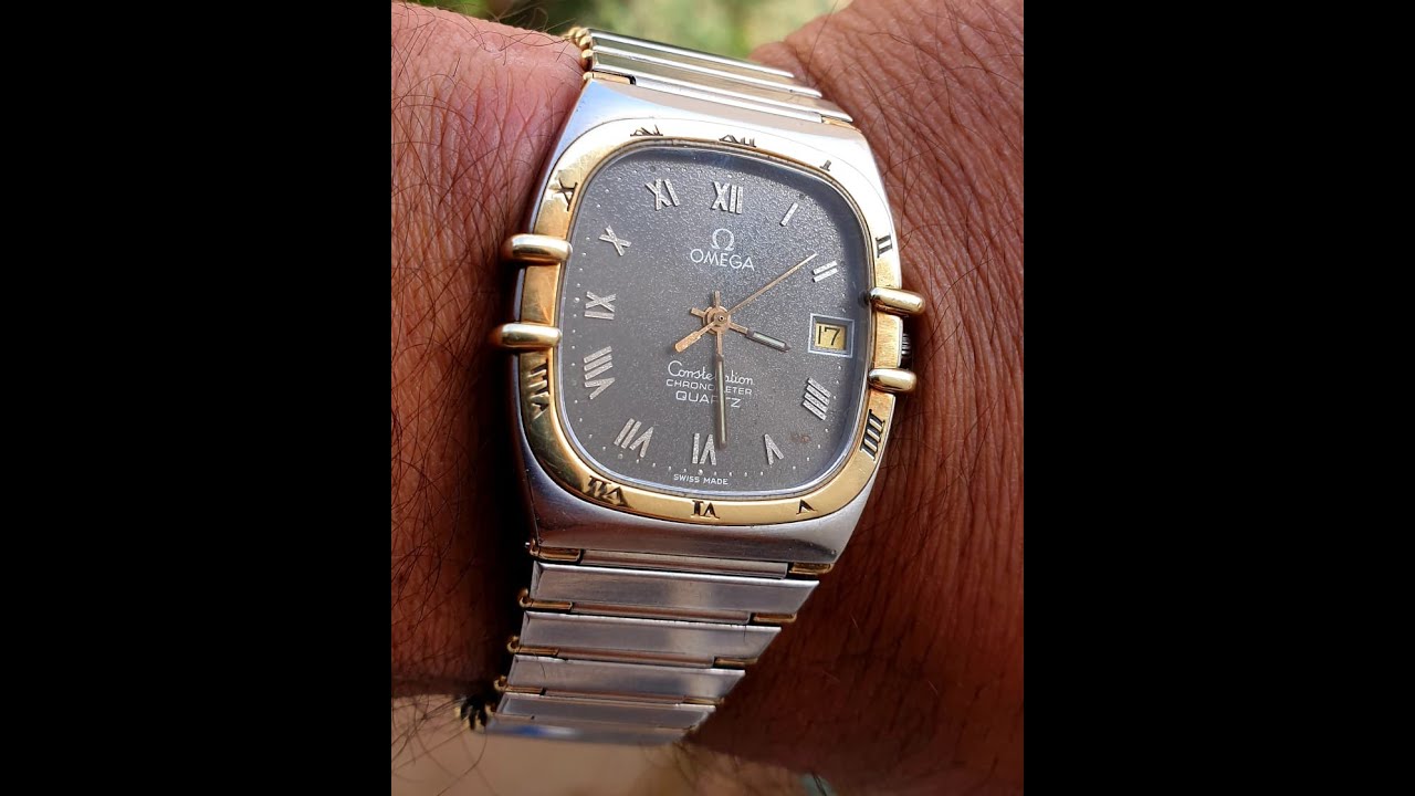 Omega Constellation Quartz, With 18 KRT Gold Bazel and Chain links pins