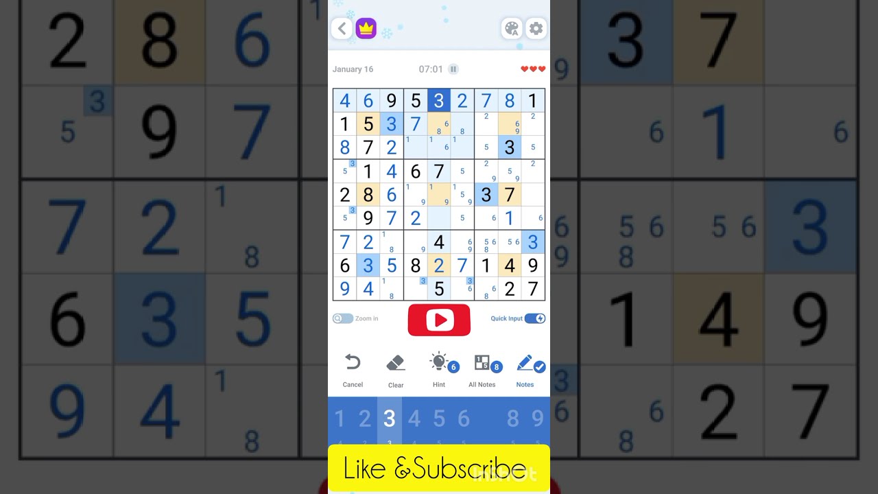 Daily Sudoku solve Hard level from Sudoku Master app