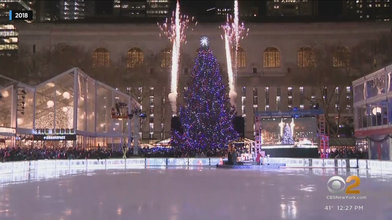 Tree lighting set for Bryant Park
