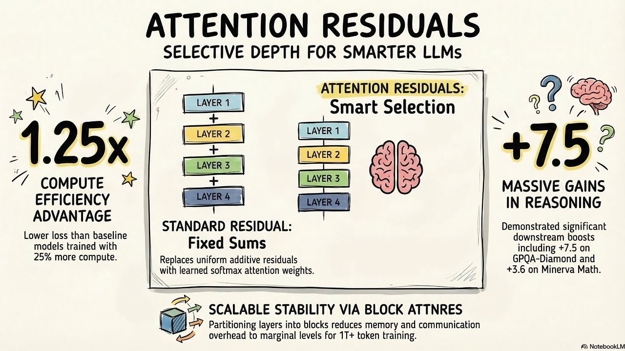 Attention Residuals: Selective Depth-Wise Aggregation for Large Language Models