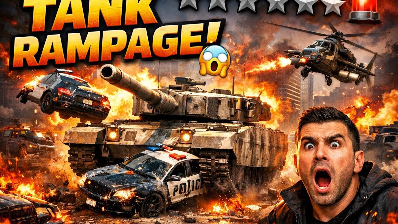 GTA 5 - Tank Rampage In Los Santos + Six Star Escape 👿😱