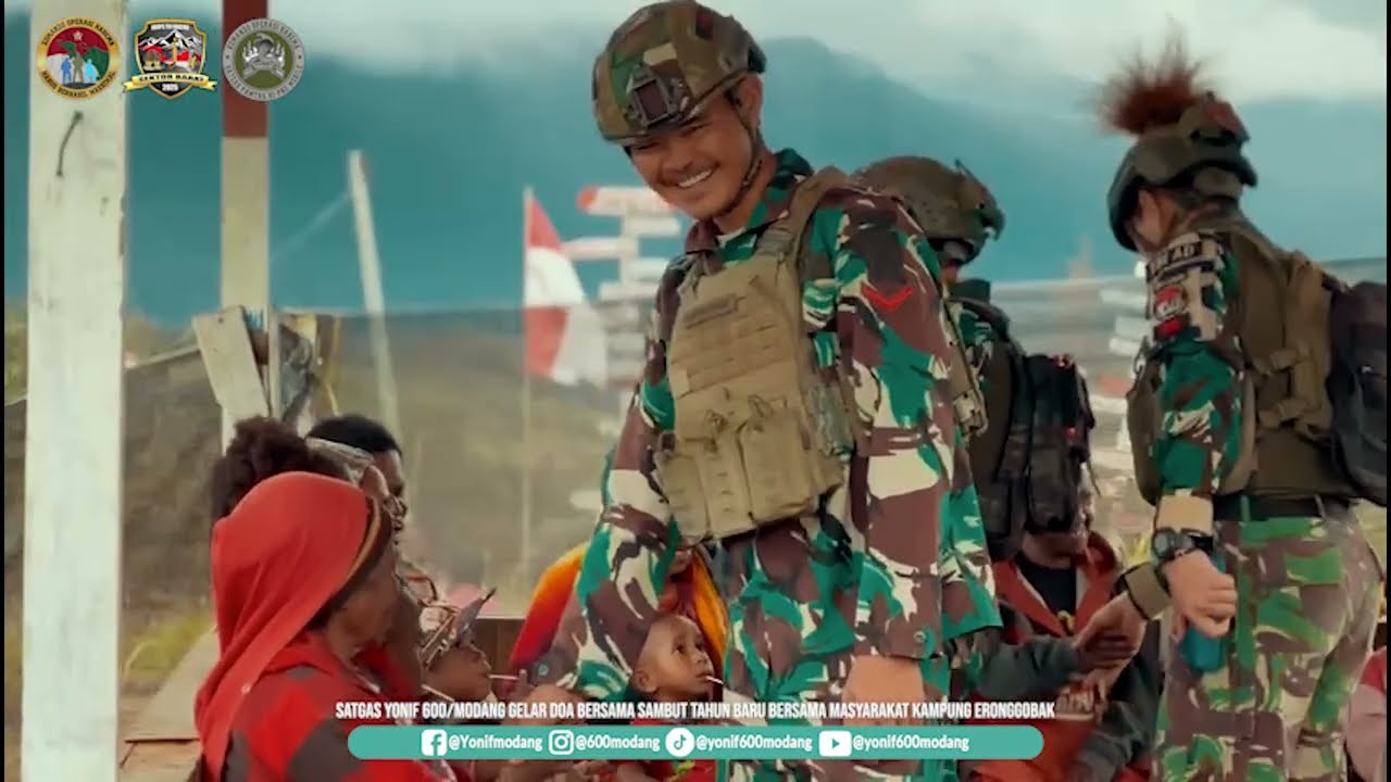 Satgas Yonif 600/Modang Gelar Doa Bersama Sambut Tahun Baru Bersama Masyarakat Kampung Eronggobak