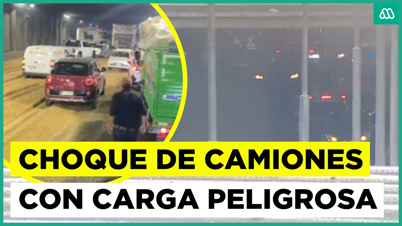 Camiones transportan carga peligrosa: Alerta por choque múltiple en autopista de Santiago