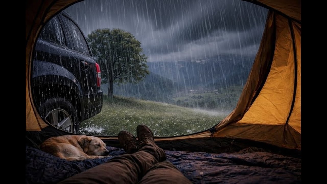 Rain & Thunder Sounds for Sleeping | Car Camping in Stormy Hills (ASMR)