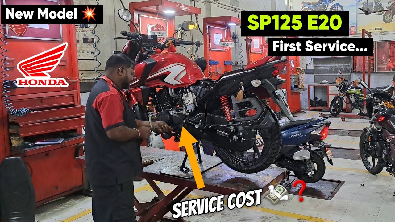 New Honda SP125 OBD-2 E20 Model First Service Full Process Details ✅️ | Service Cost ❓️|Onroad Price
