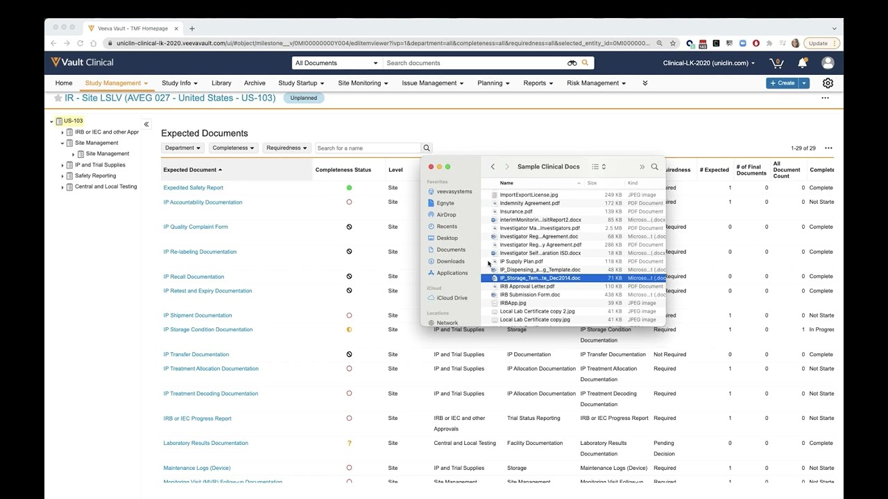 Unified Vault eTMF and Vault CTMS Demo