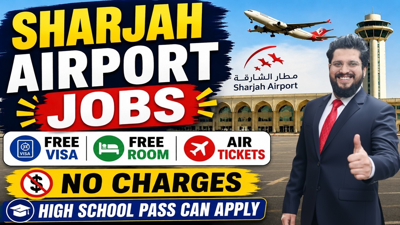 Sharjah Airport Jobs  With Free Visa + Air Tickets | 10th Pass Can Apply | Jobs In Sharjah Airport