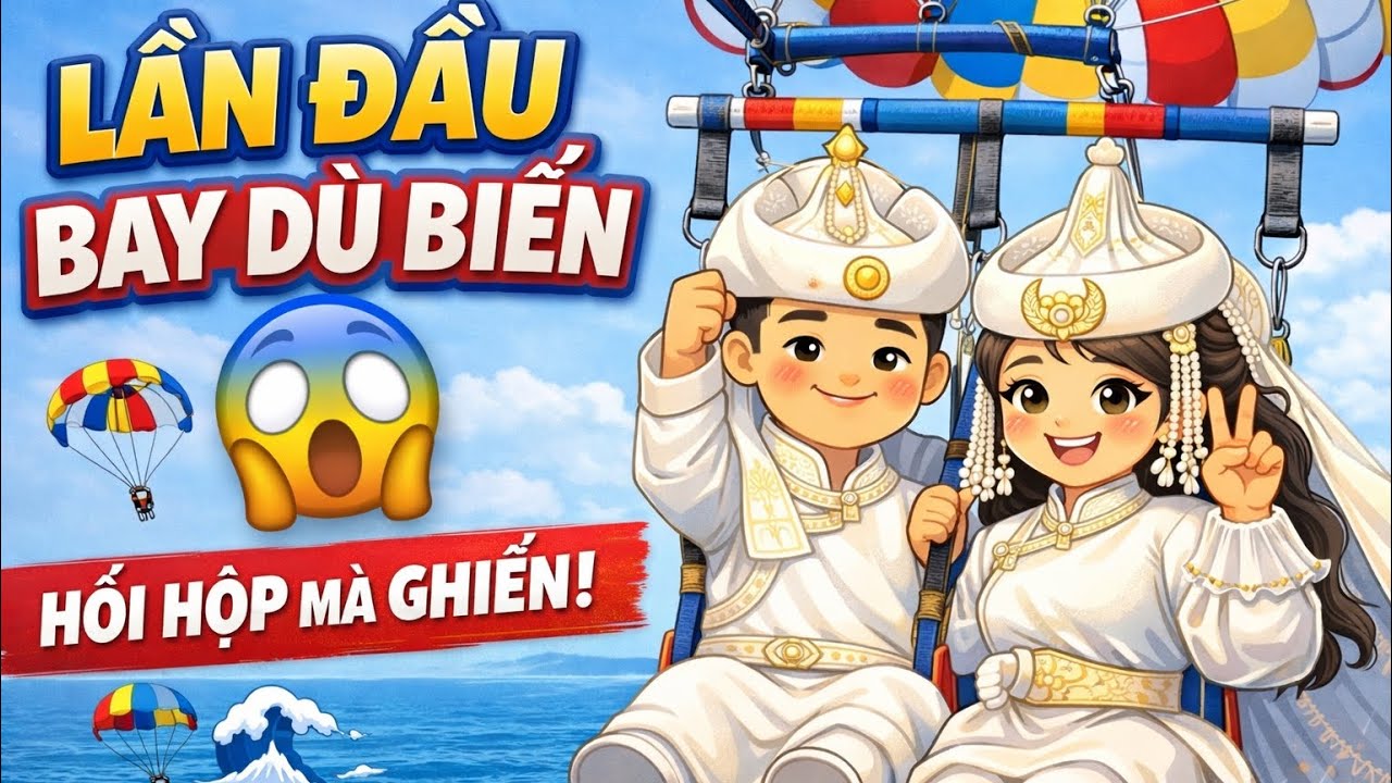🇲🇳🇻🇳 Cùng chồng Mông Cổ lần đầu bay dù trên biển 😱 Hồi hộp mà ghiền!🫨| Vlog tour đảo (part 2)