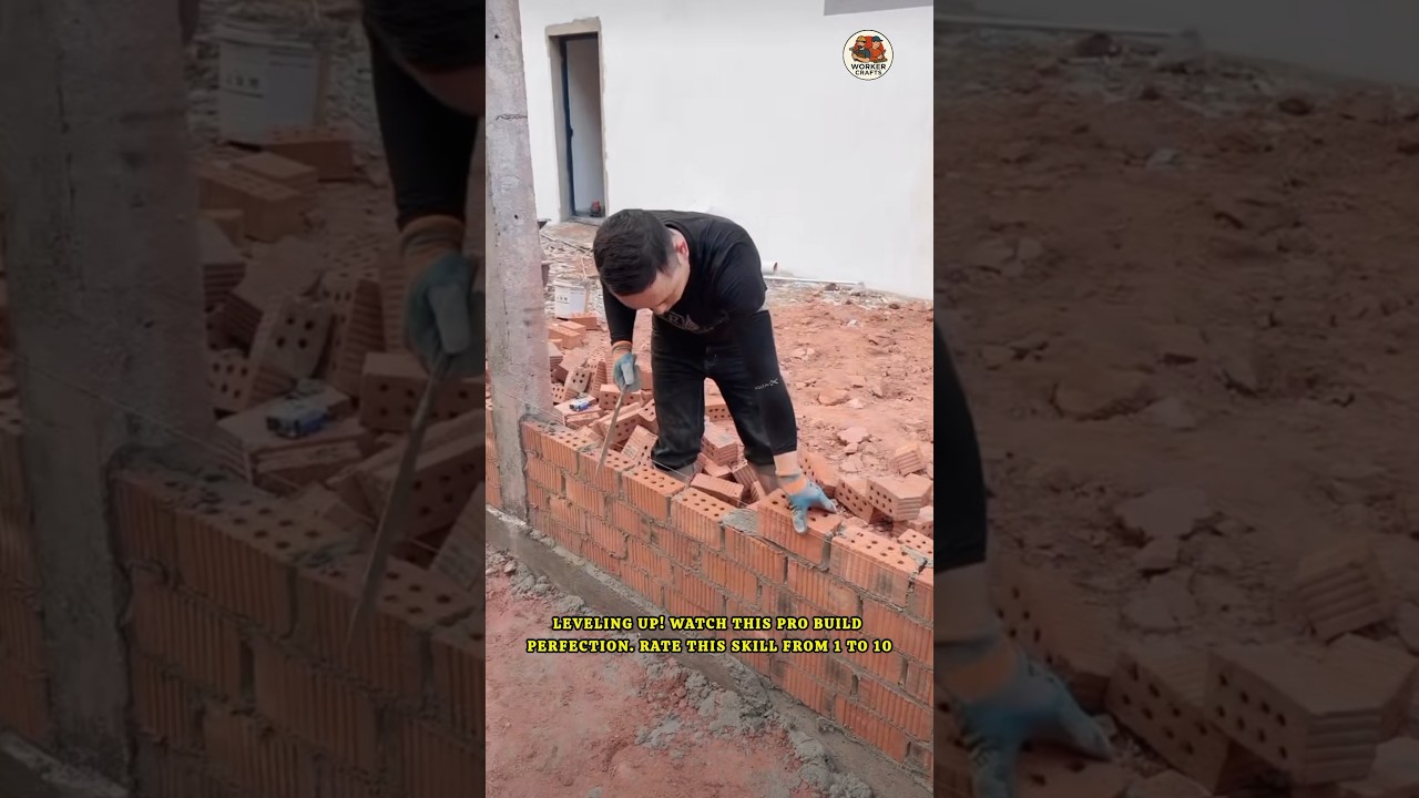 Mastering the Art of Bricklaying🧱 Masonry Skills & Construction Techniques | Brick Wall Construction