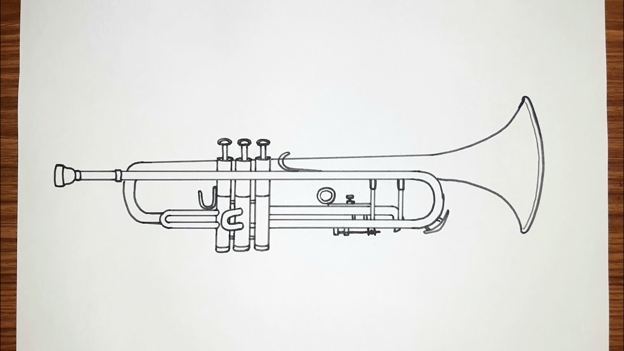 Trumpet drawing easy | How to draw a Trumpet step by step | Trumpet drawing | #trumpet |