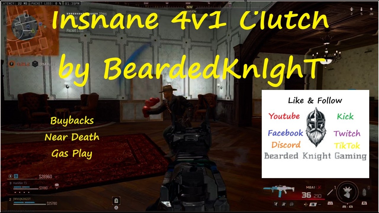 Insane 4v1 Clutch by BeardedKnIghT with buyback and gas plays on Call of Duty Warzone Havens Hollow!
