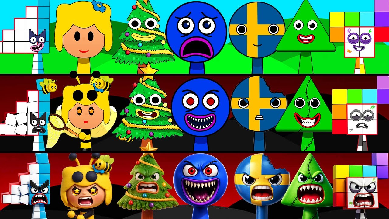 New Incredibox Sprunki OC Phase 1 to Phase 3 Seventeen, Cory Circle, Christmas Tree, A ALphabet, 61