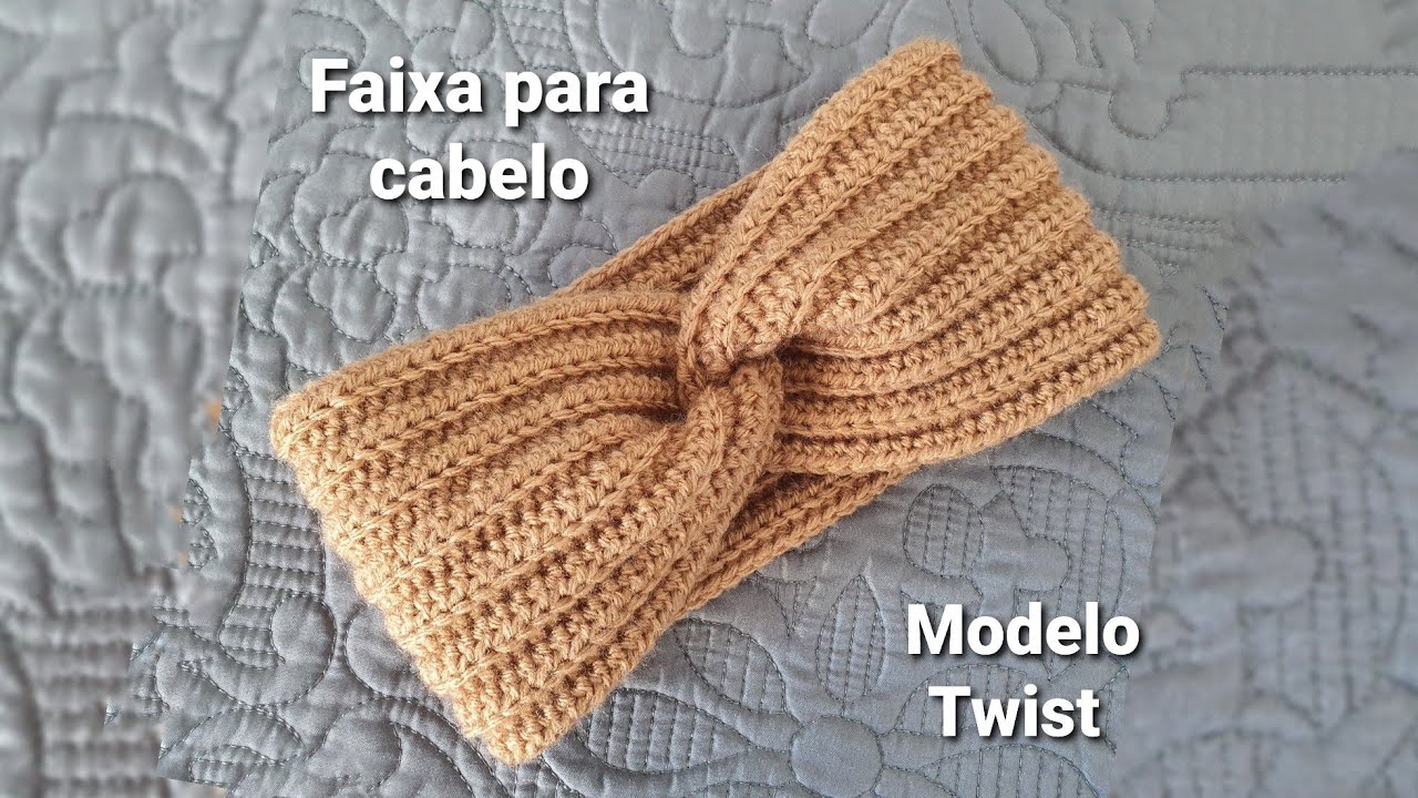 FAIXA DE CROCHÊ PARA CABELO - Modelo Twist