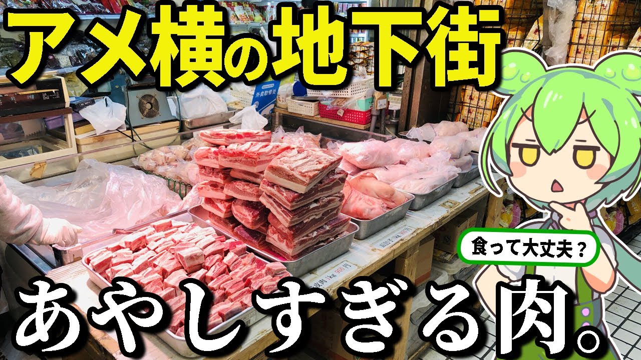 アメ横センタービル地下街の「あやしすぎる肉」爆食いしてみた【ずんだもん＆ゆっくり解説】