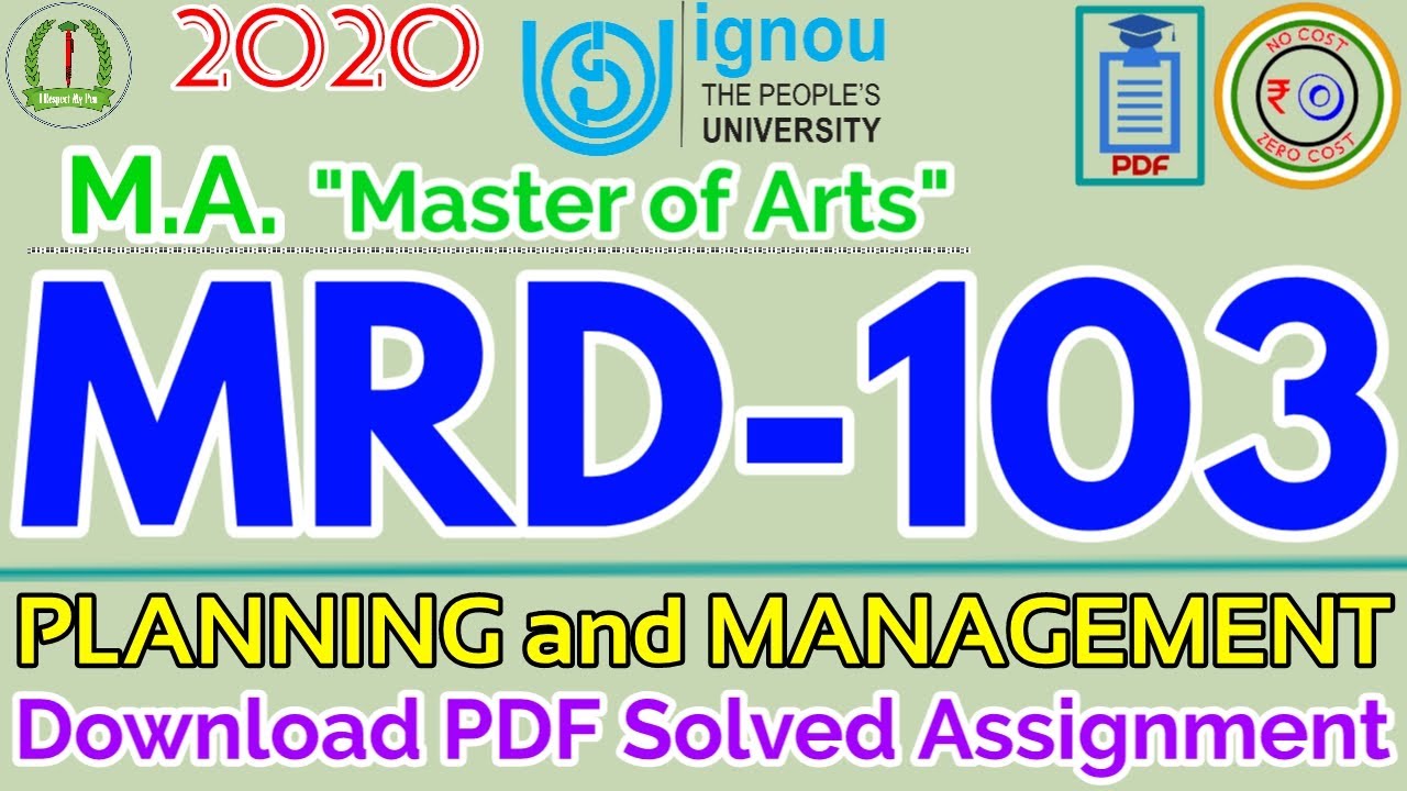 MRD 103 Solved Assignment 2020 PDF Download IGNOU | Rural Development Planning and Development |M.A.