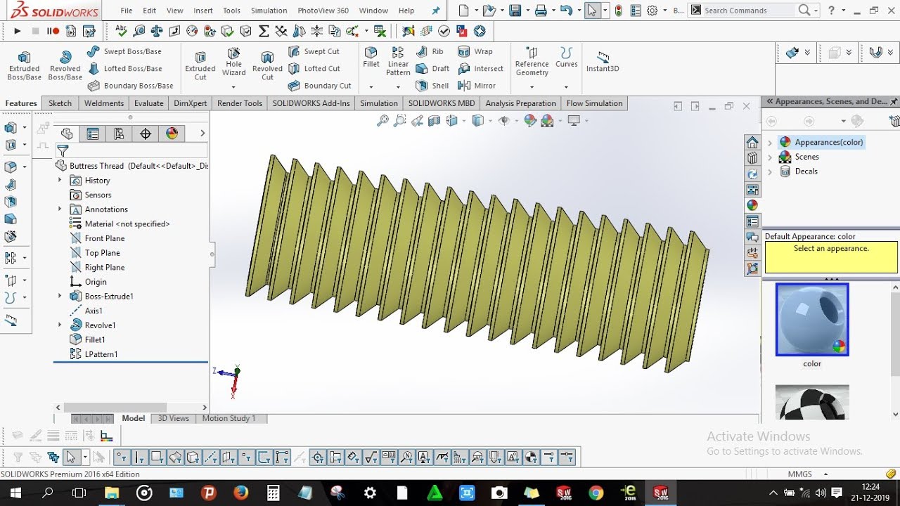 How to design Buttress thread in solidworks