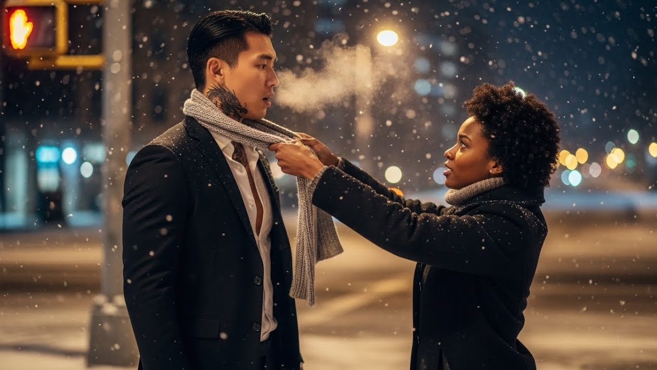 Black Poor Girl Offers Her Scarf To A Freezing Stranger — Not Knowing He's A Korean Mafia Boss. His