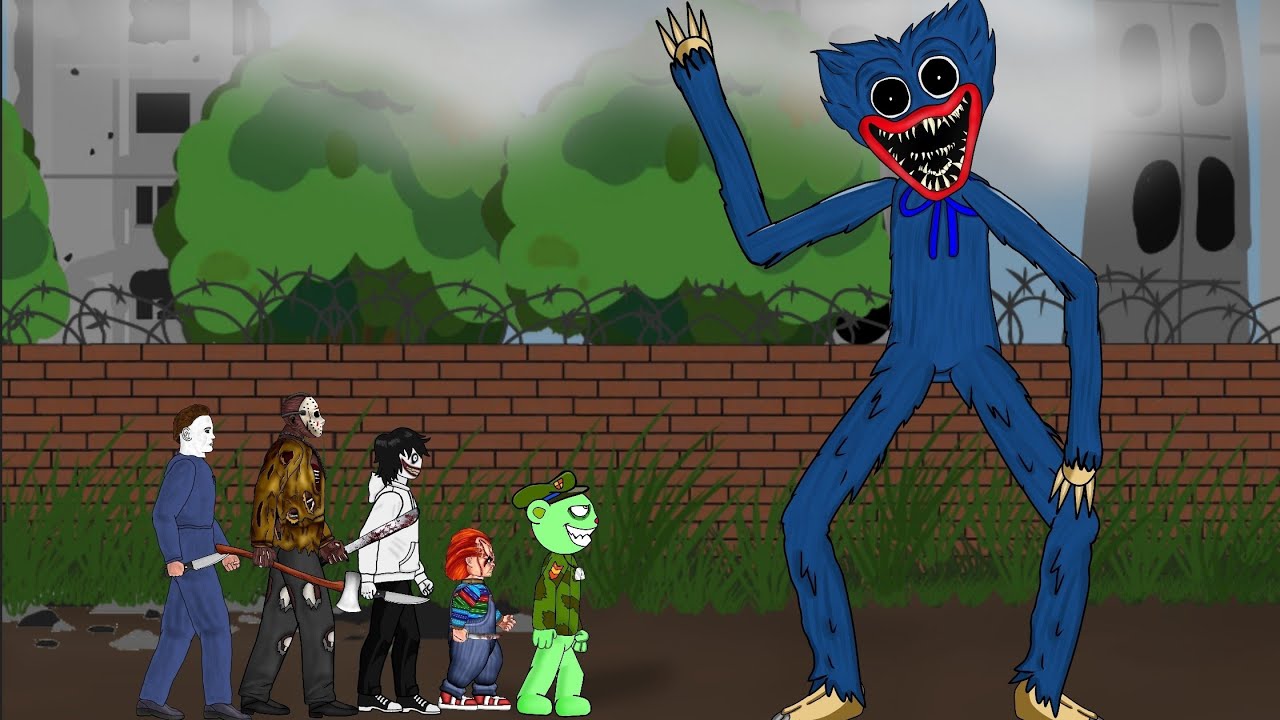 Huggy Wuggy Poppy Playtime vs Flippy, Jason Voorhees, Chucky, Michael Myers, Jeff The Killer.