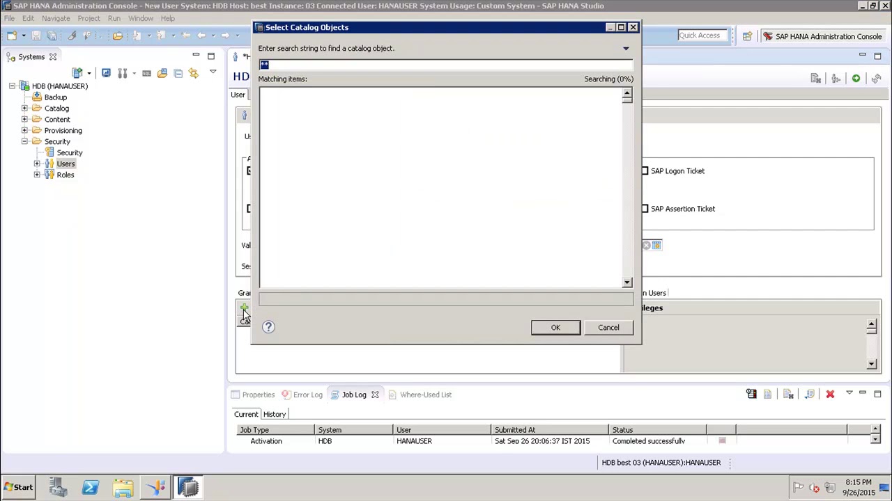 SAP HANA - Creating a User with Schema access