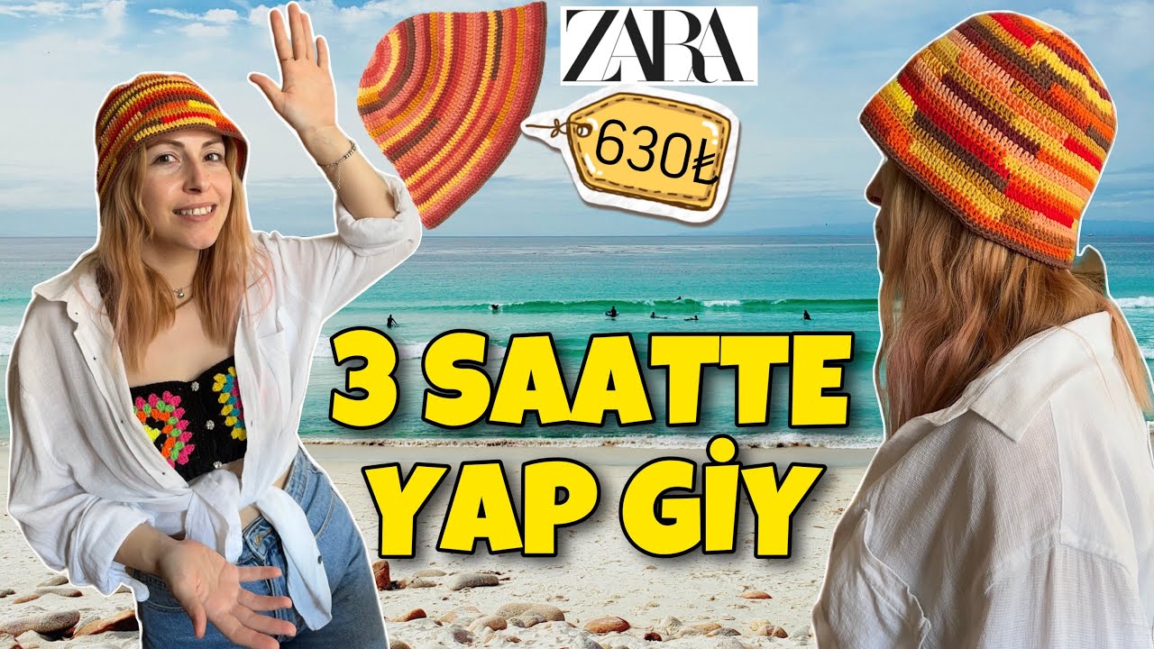 PARÇA İPLERLE ZARA ŞAPKA YAPTIM 🤩 | YAZLIK ŞAPKA NASIL YAPILIR? | Crochet Bucket Hat 😎✌🏻