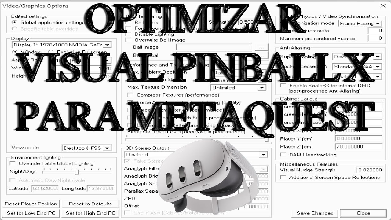 Optimizar Visual Pinball X para MetaQuest 3