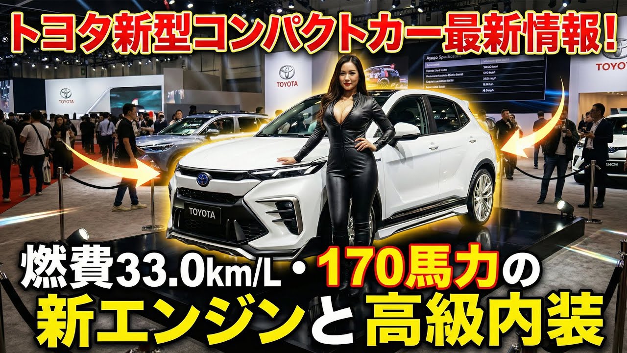 トヨタ新型コンパクトカー最新情報！燃費33.0km/L・170馬力の新エンジンと高級内装