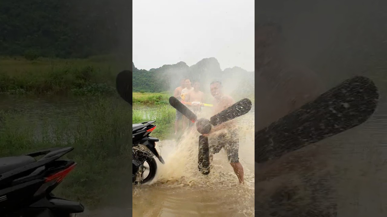 Crazy Challenge:Using a Motorbike to Blow Everything Away#24HourChallenge #Motorbike #Power