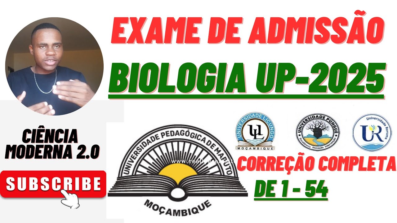 CORREÇÃO DO EXAME DE BIOLOGIA UP 2025 || Resolução do Exame de Uni- Pungué/ Uni-Rovuma & Uni-Licungo