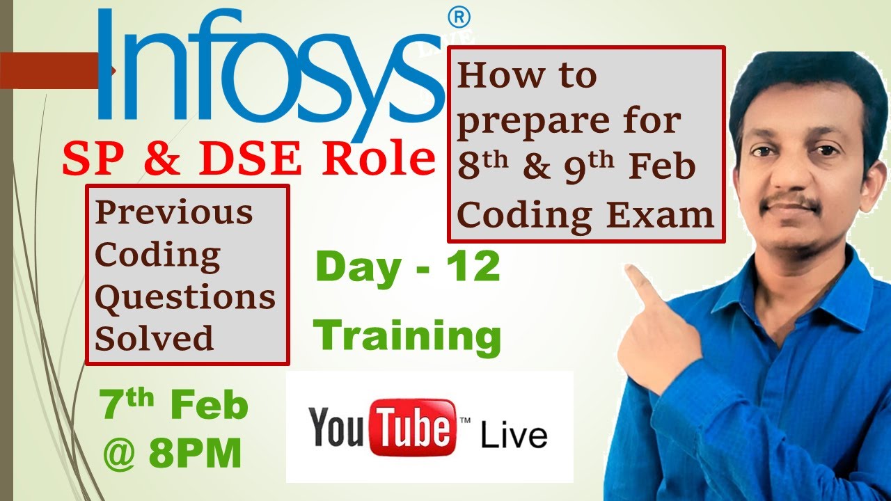 🔴Upcoming Live: Infosys Coding Training || SP DSE Role || Day 12 || How to crack Coding round