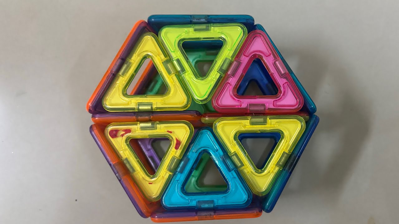 Magnetic 🧲 blocks, magnetic blocks house, triangle house, colorful house, play with blocks, fun time